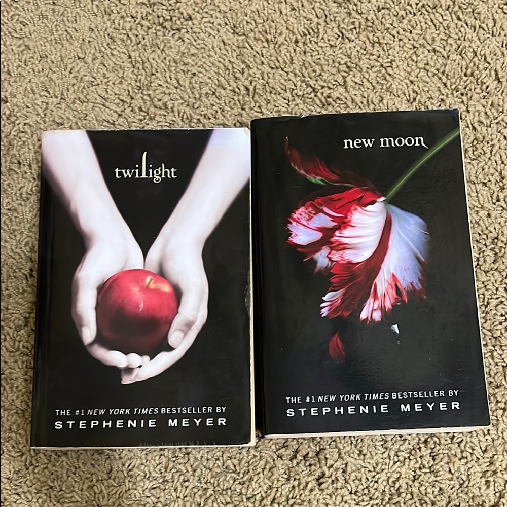 First two Twilight books. Twilight and new moon